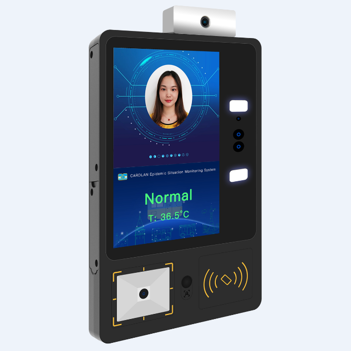 Terminal inteligente con detección de temperatura y reconocimiento facial compatible con NFC y QR